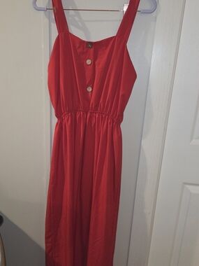 & Other Stories Bright Red Button-Front Sundress
